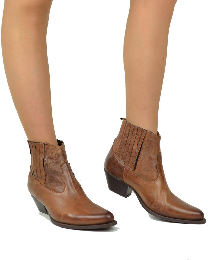 Stivaletti Texani Beatles Pelle Cuoio Tacco 5 Cm Perfetti da Pantalone Bassi Caviglia - 3