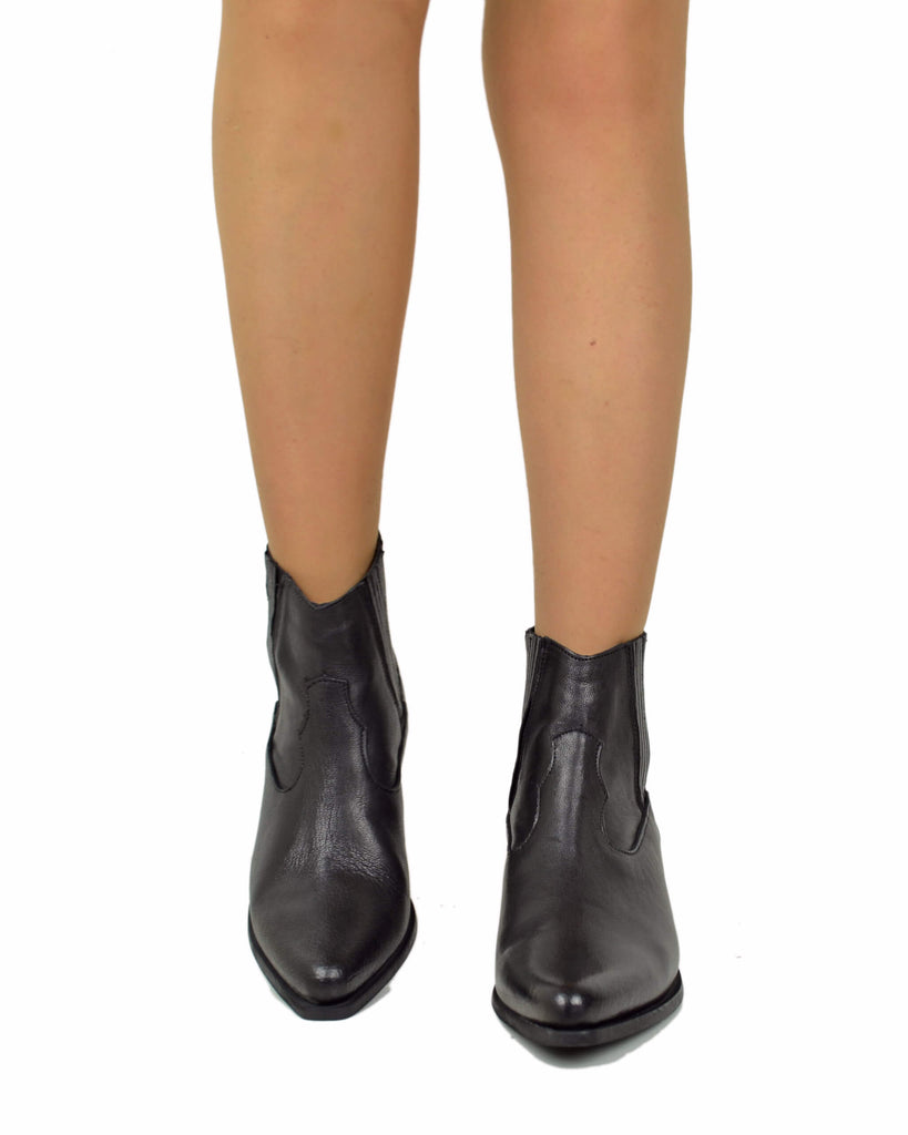 Stivaletti Texani Beatles Pelle Nera Tacco 5 Cm Perfetti da Pantalone Bassi Caviglia - 3