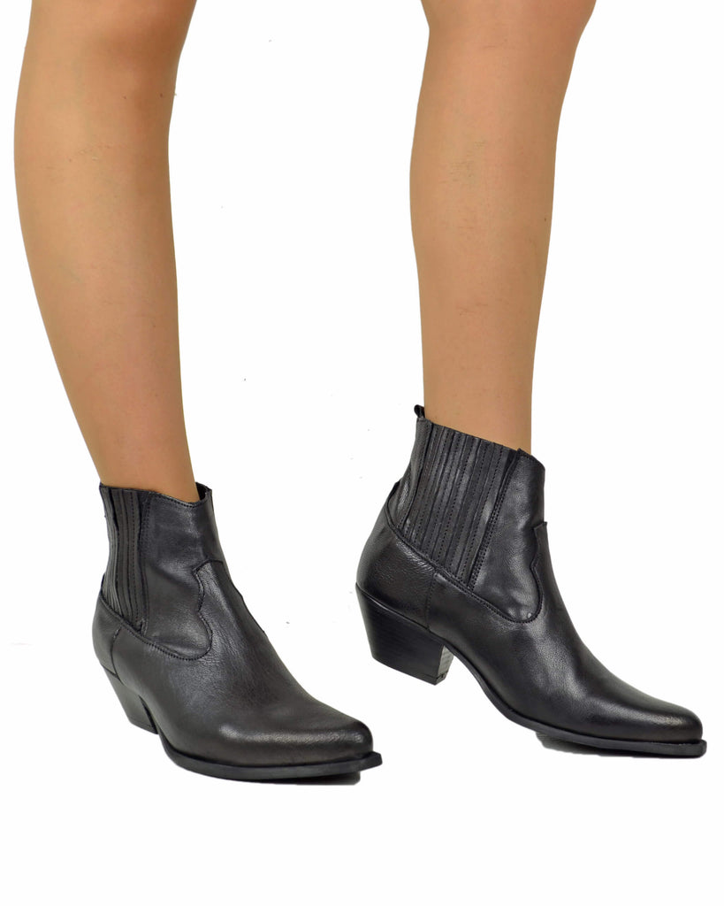 Stivaletti Texani Beatles Pelle Nera Tacco 5 Cm Perfetti da Pantalone Bassi Caviglia - 4