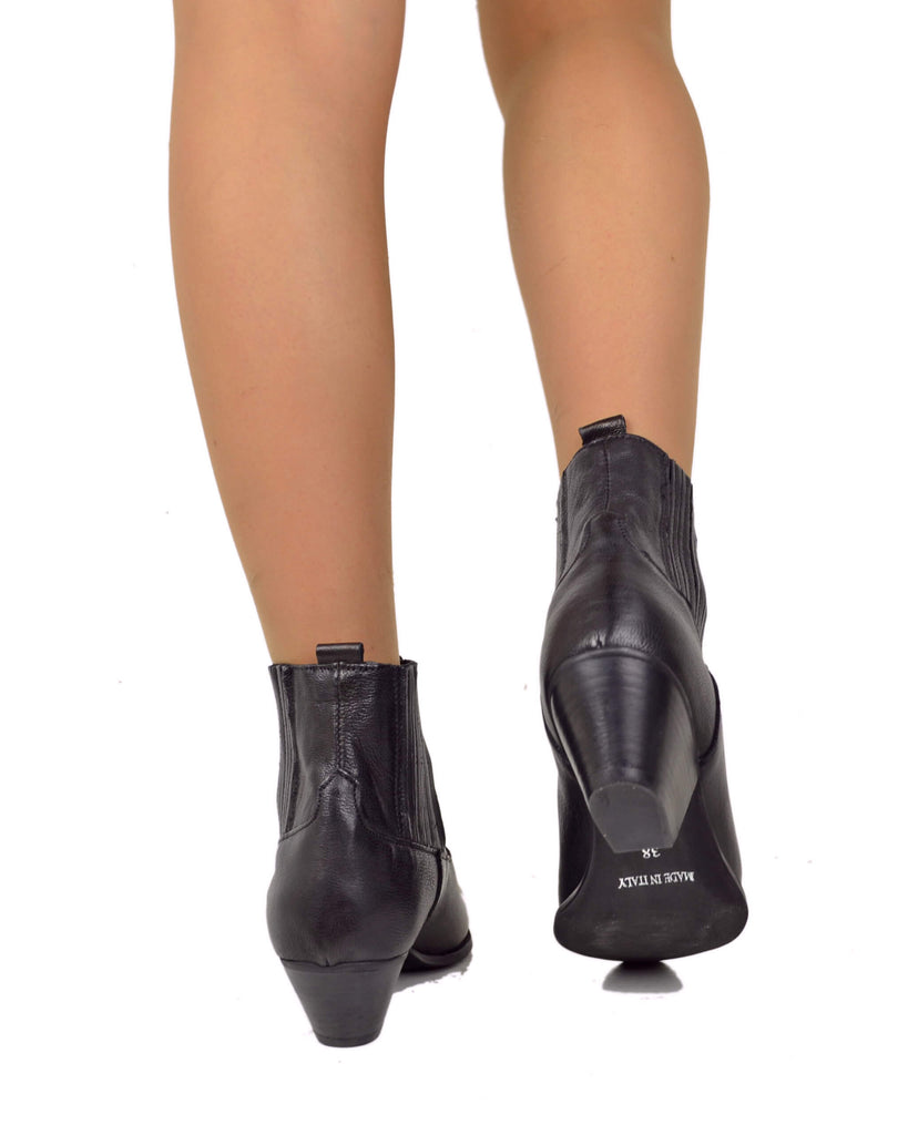 Stivaletti Texani Beatles Pelle Nera Tacco 5 Cm Perfetti da Pantalone Bassi Caviglia - 5