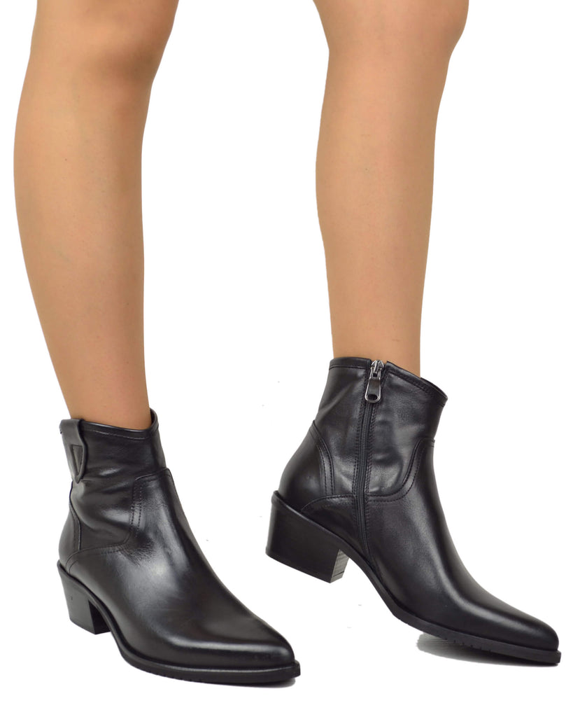 Stivaletti Texani Bassi alla Caviglia Eleganti con Tacco 5 Cm Vera Pelle MADE IN ITALY - 4
