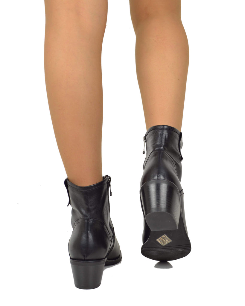 Stivaletti Texani Bassi alla Caviglia Eleganti con Tacco 5 Cm Vera Pelle MADE IN ITALY - 5