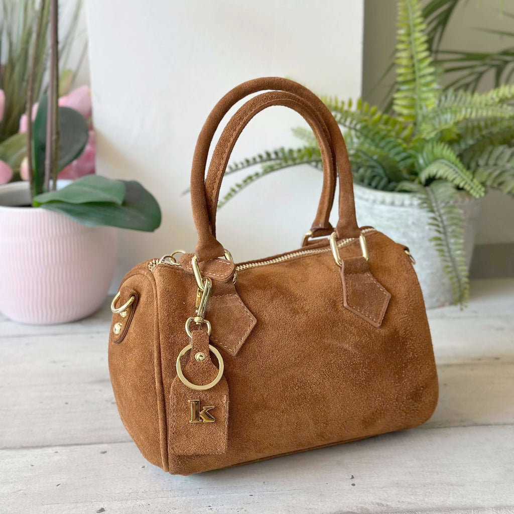 Borsa a Bauletto K Vera PELLE SCAMOSCIATA Cuoio Valigetta con Tracolla CLIO - 3