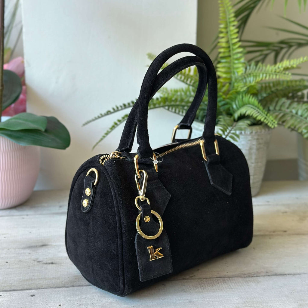 Borsa a Bauletto K Vera PELLE SCAMOSCIATA Nera Valigetta con Tracolla CLIO - 2