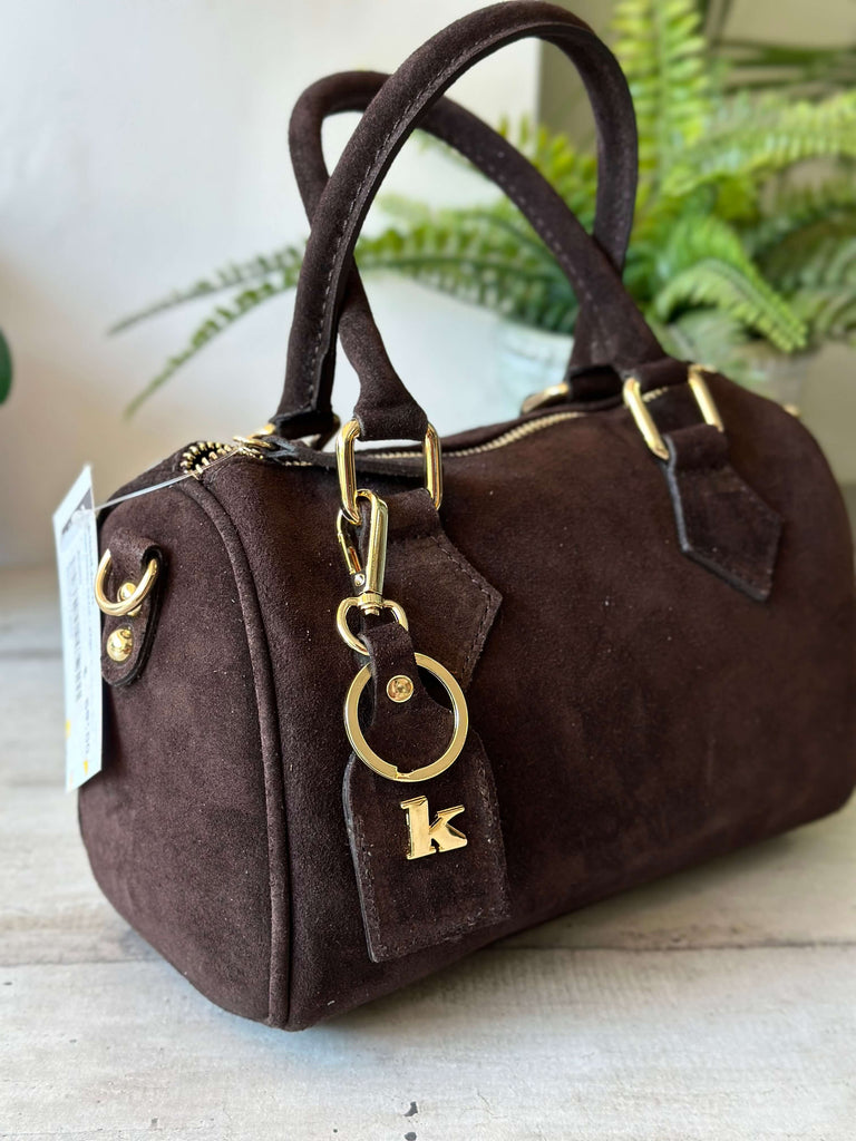 Borsa a Bauletto K Vera PELLE SCAMOSCIATA Marrone Valigetta con Tracolla CLIO - 3