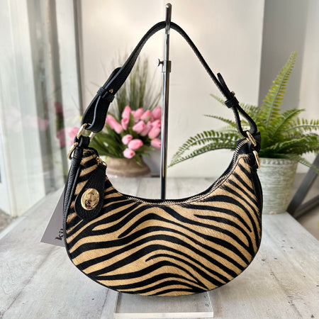 Blaue Luna-Tasche aus echtem Leder mit Schultergurt oder Clutch