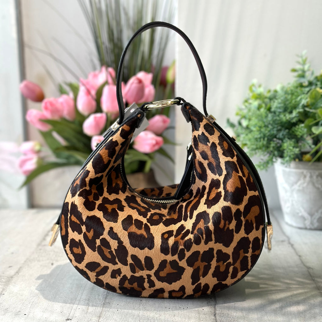 Luna Leopard Cavallino Echtledertasche mit Schultergurt oder Schultergurt - 4