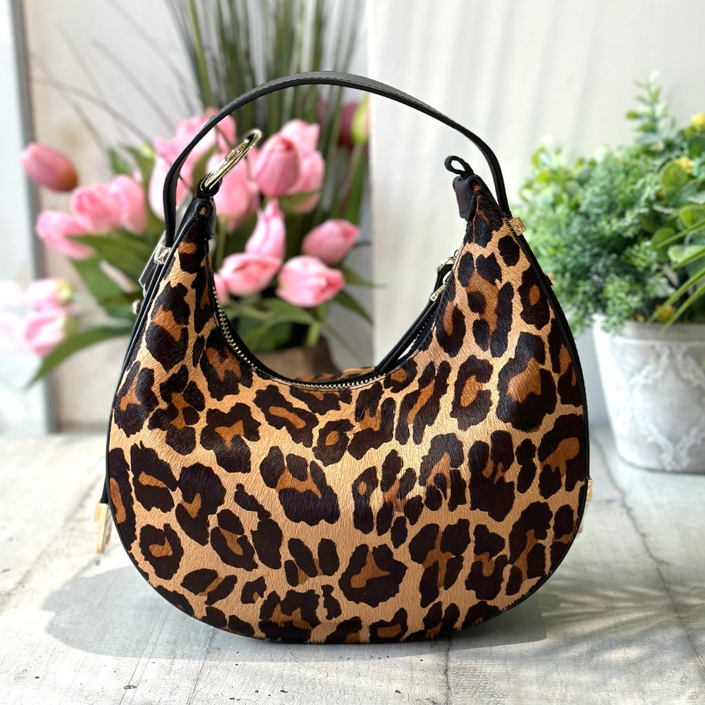 Luna Leopard Cavallino Echtledertasche mit Schultergurt oder Schultergurt - 3