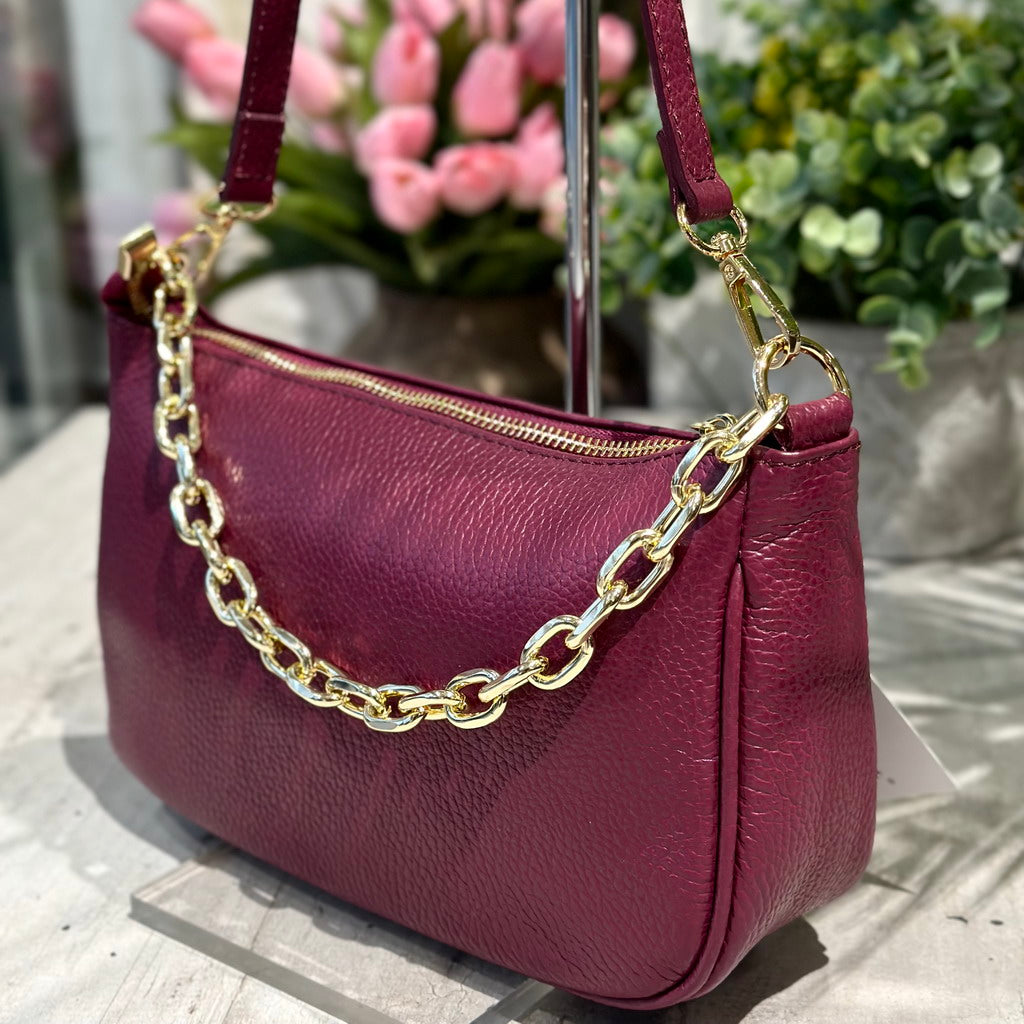 Burgundy chain bag hotsell