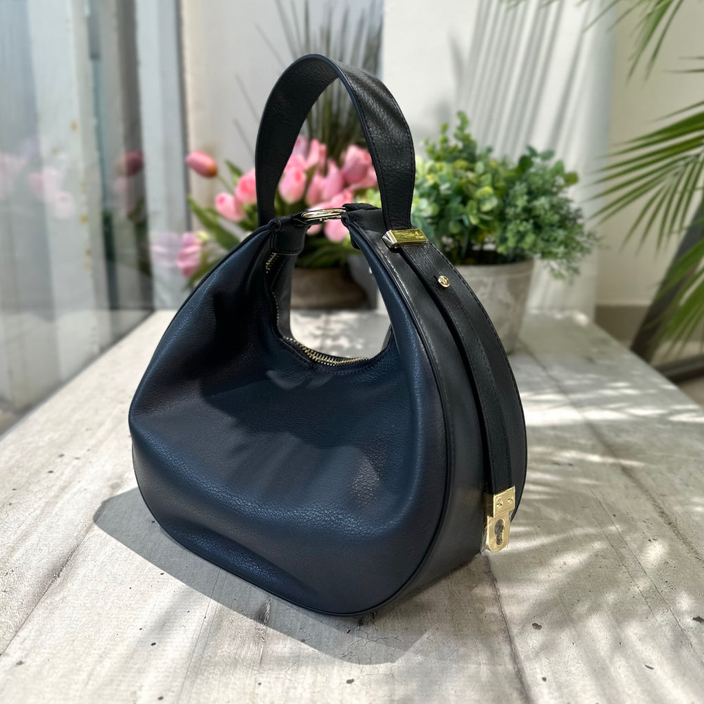 Borsa Luna Vera Pelle Blue con Tracolla o a Spalla o Pochette - 4