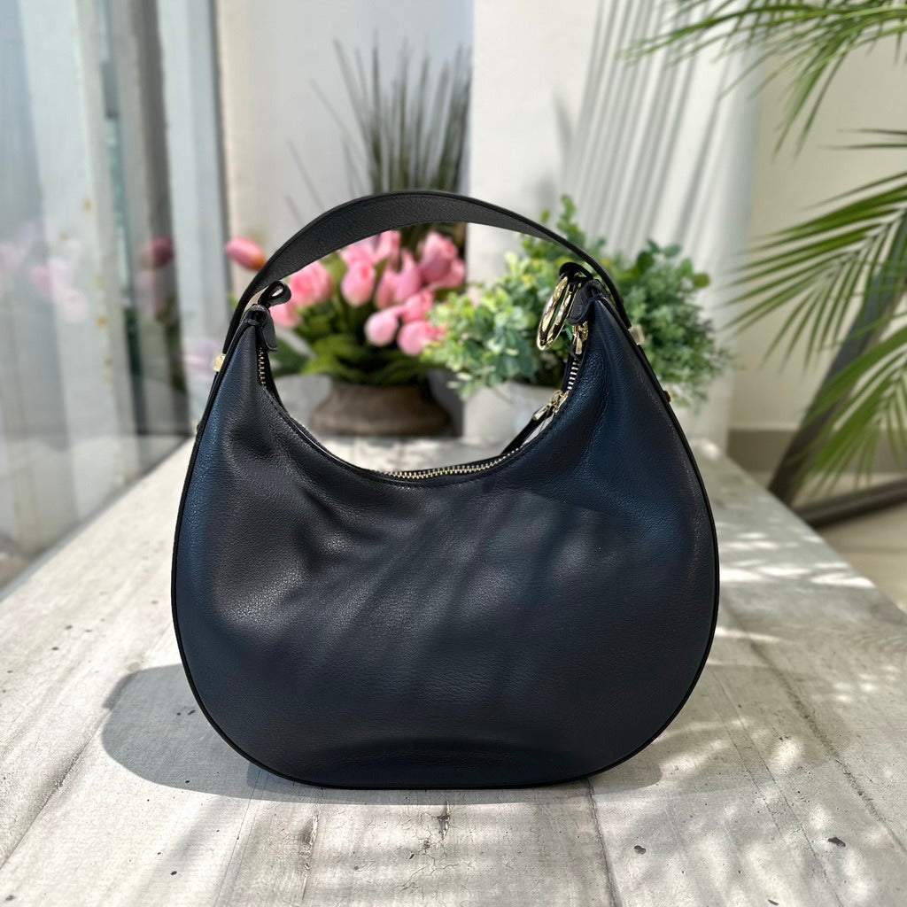 Borsa Luna Vera Pelle Blue con Tracolla o a Spalla o Pochette - 3
