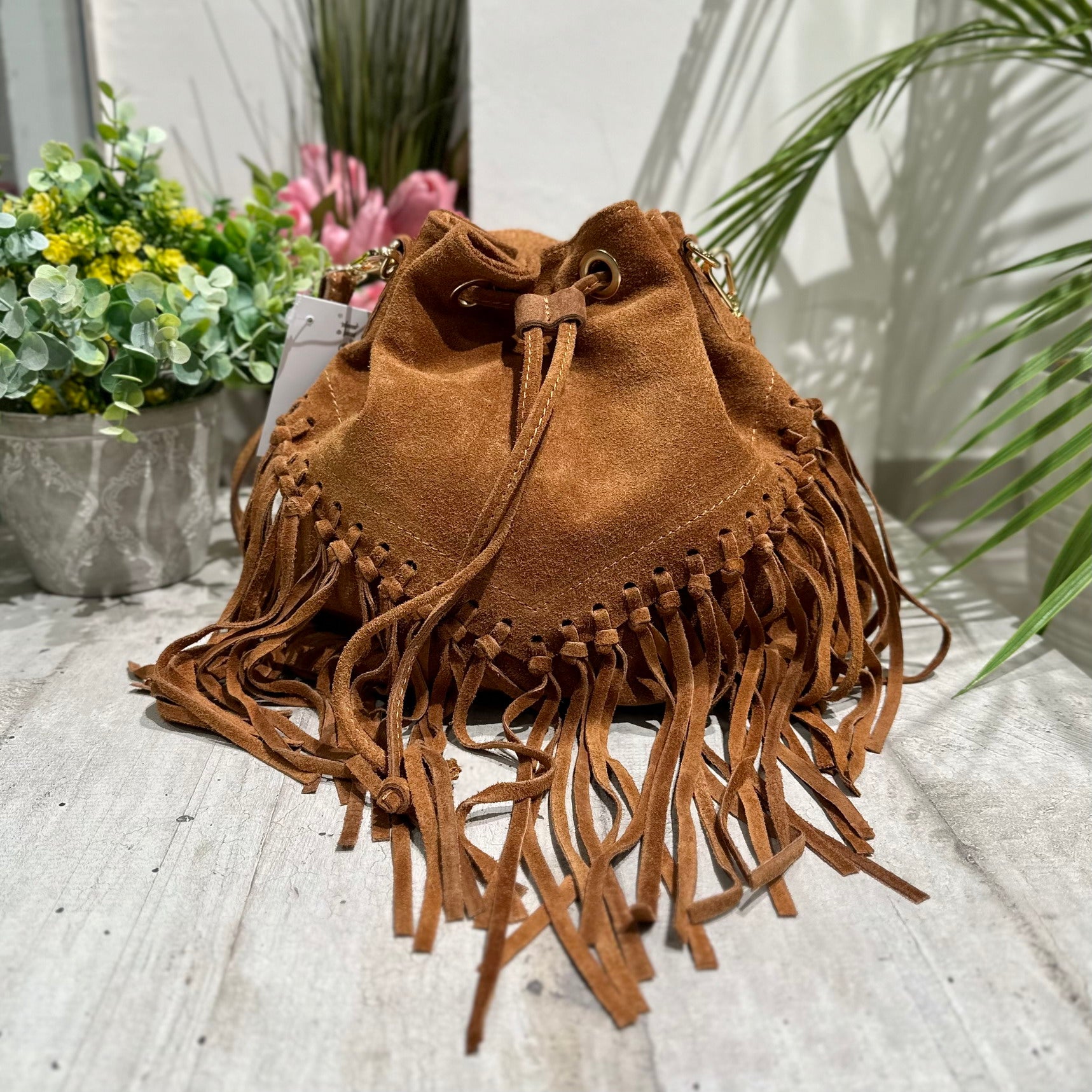 Borsa A Mano In Pelle Con Frange Marrone - Stile Boho, Vintage, Marsupio Da Vita E Spalla - Foto 4