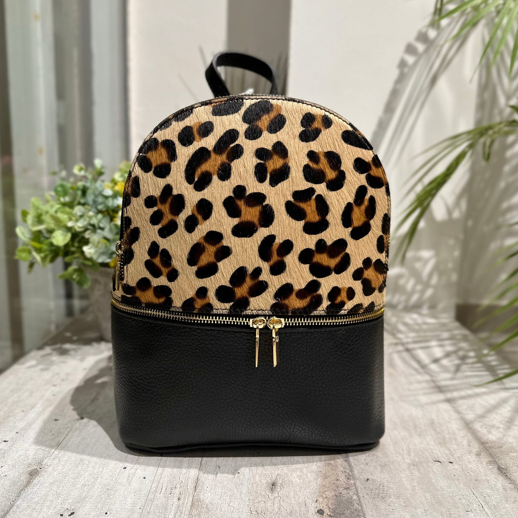 Großer Leoparden-Rucksack aus echtem Leder, hergestellt in Italien von KikkiLine - 3