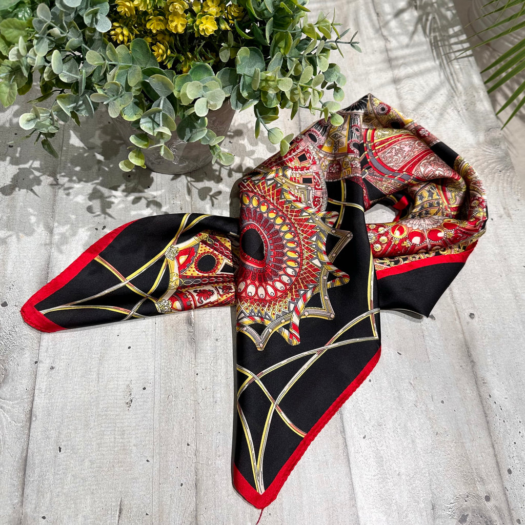 Multicolor Black Silk and Viscose Scarf