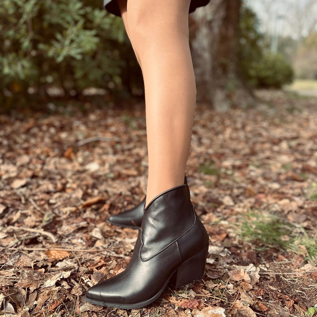 Women's Texanini Ankle Boots in Black Smooth Leather Made in Italy - 2