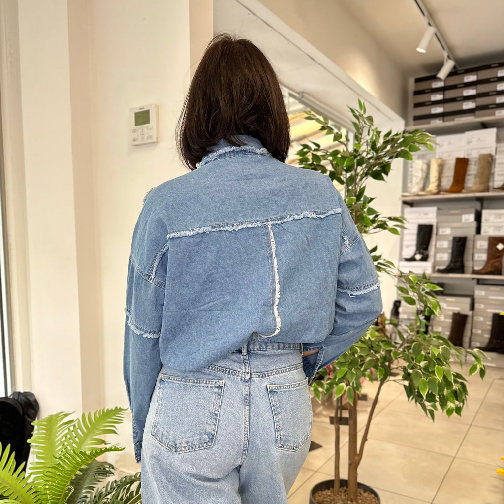 Ada Denim Shirt with Studs and Jewel Rhinestones - 4