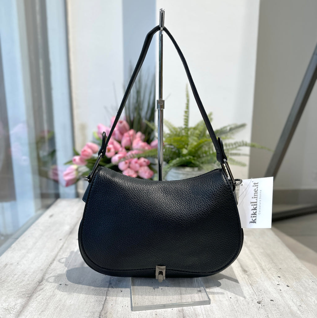 Soft Bag in Imitation Leather with Internal or Shoulder Strap Black "Marina"