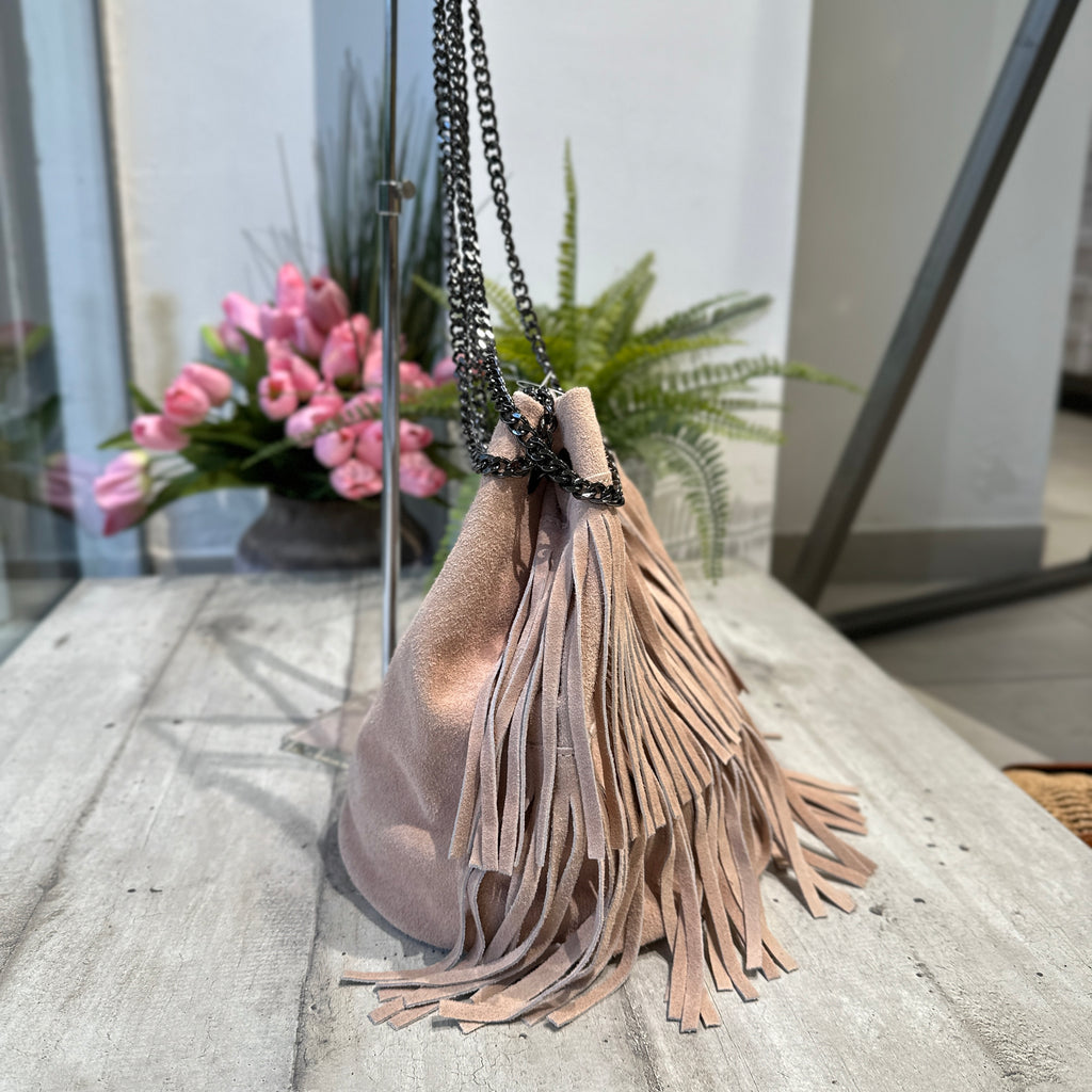 Bucket Bag with Powder Fringe in Suede - 3