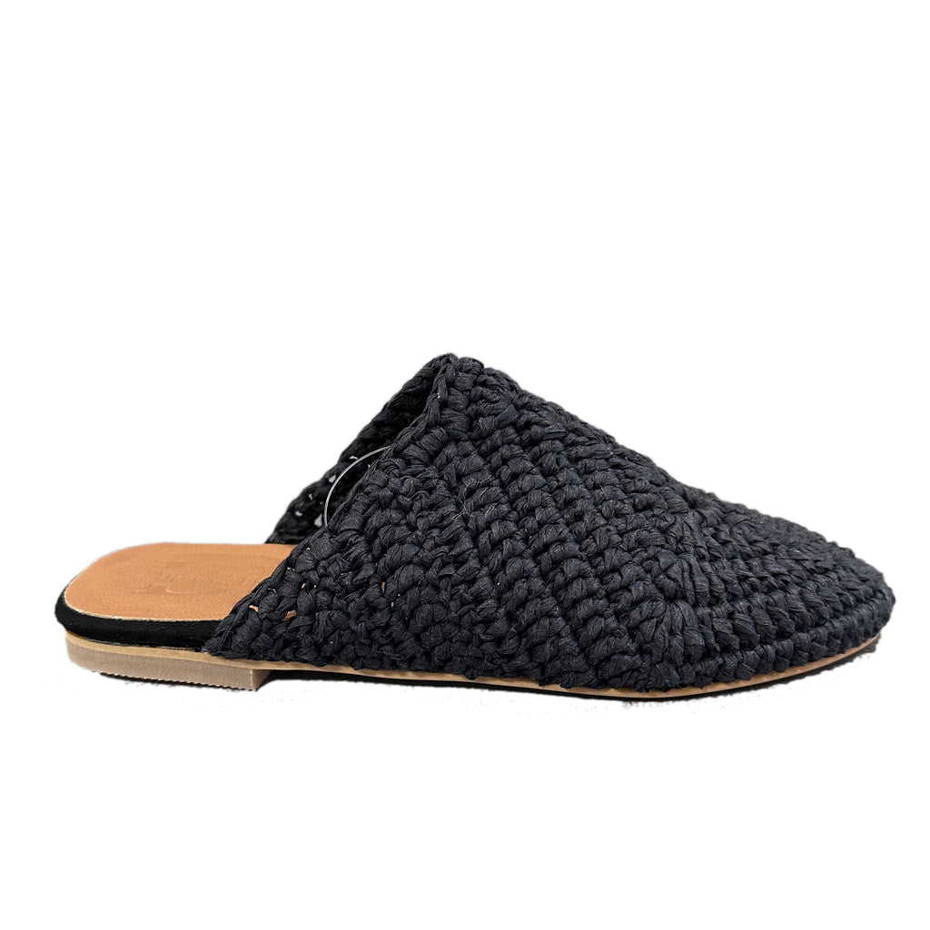 Sabot in Rafia Neri con Soletta in Pelle - 2