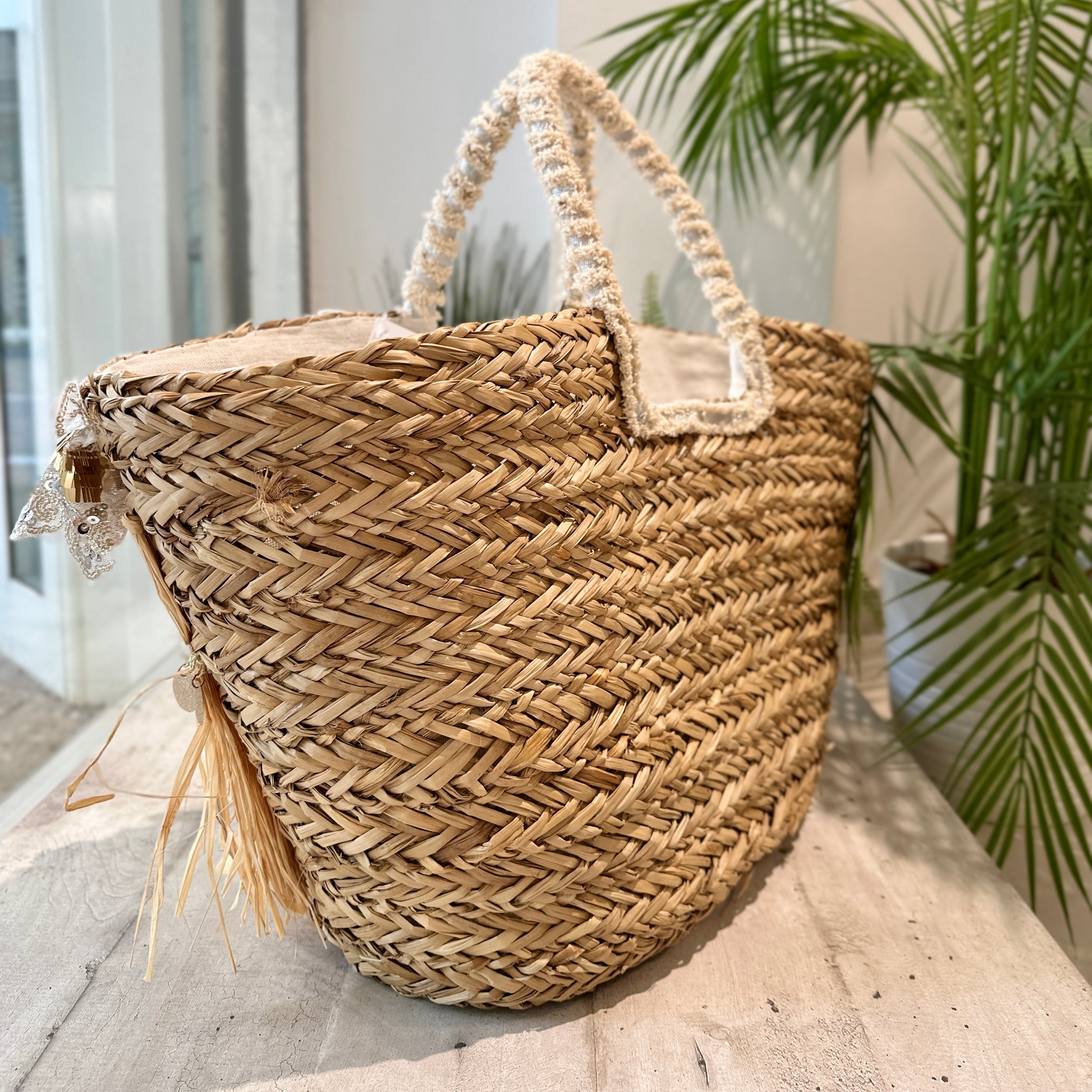 Straw Bag Basket Bag ANA Oval Straw Bag Basket Beach Grocery