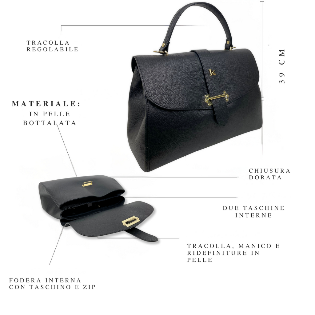 Large Capacious Trunk Handbag in Black Leather - 6
