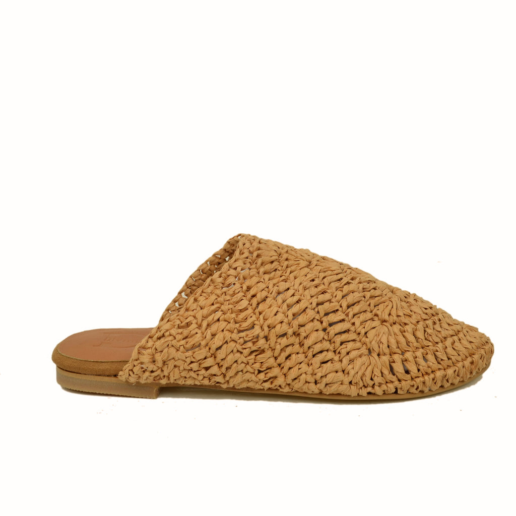 Sabot in Rafia color Tabacco con Soletta in Pelle - 2