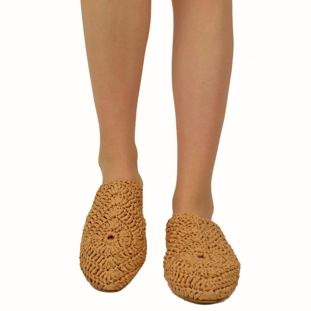 Sabot in Rafia color Tabacco con Soletta in Pelle - 4