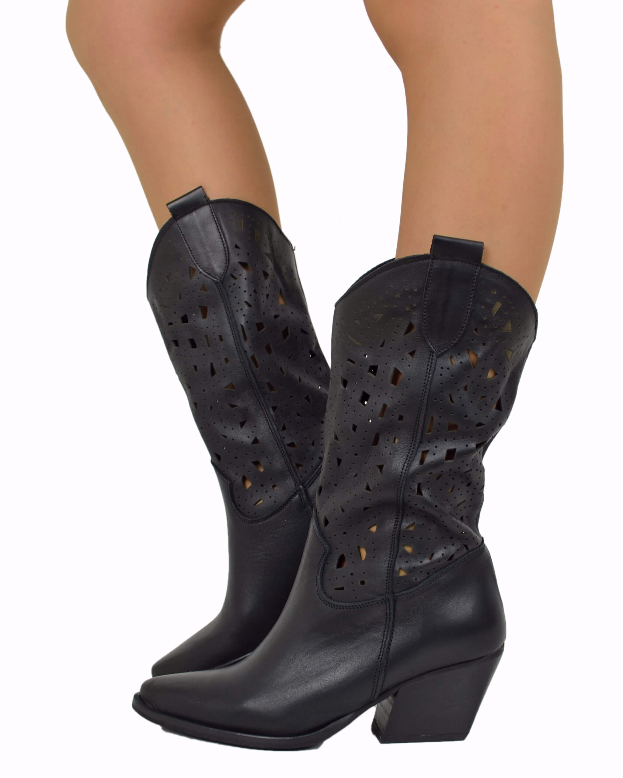 Stivaletti Texani Stivaletti Estivi Neri Con Tacco Stivali Texani