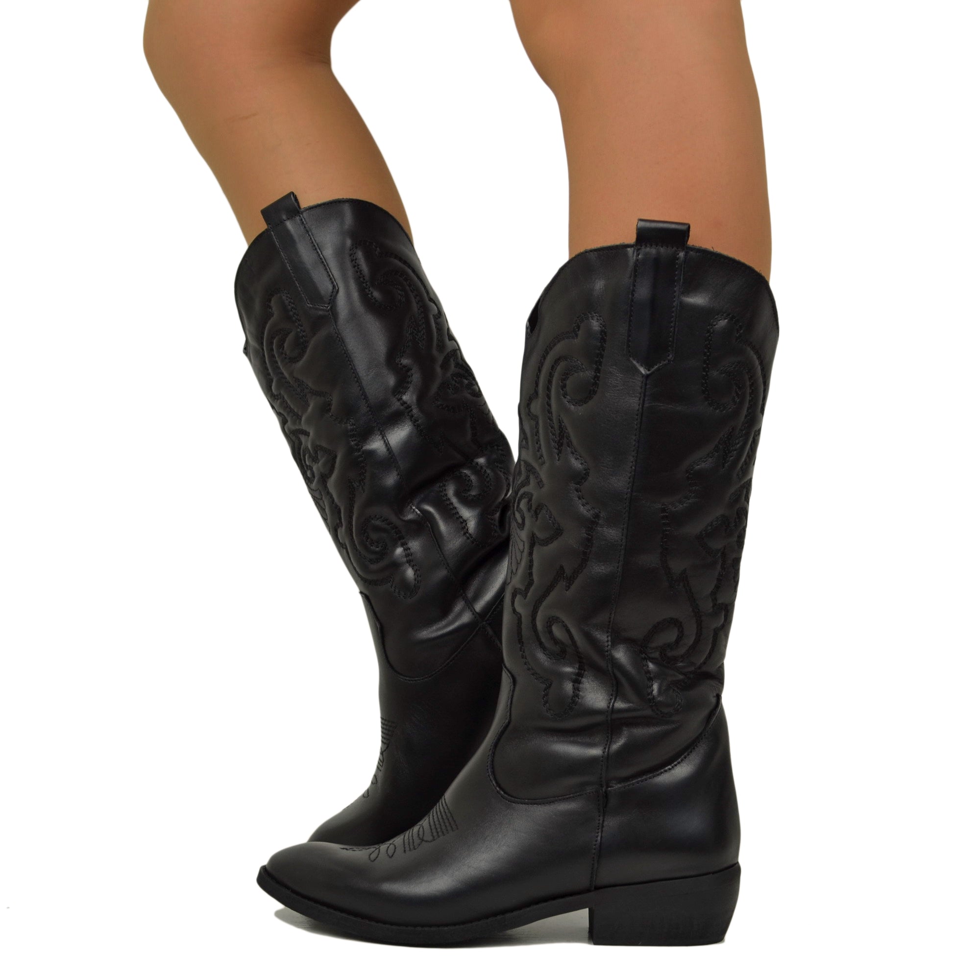 Stivali Texani Alti Camperos Stivali Texani Neri Alti Texani Donna