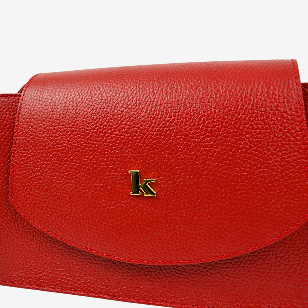 Bag with Adjustable Shoulder Strap in White Leather with "K" Stud Made in Italy - 4