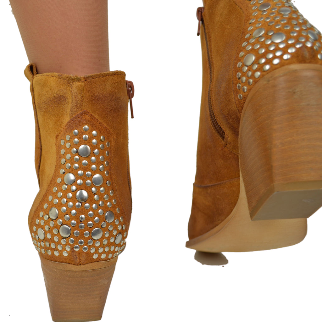 Texan Ankle Boots in Suede with Studs - 6