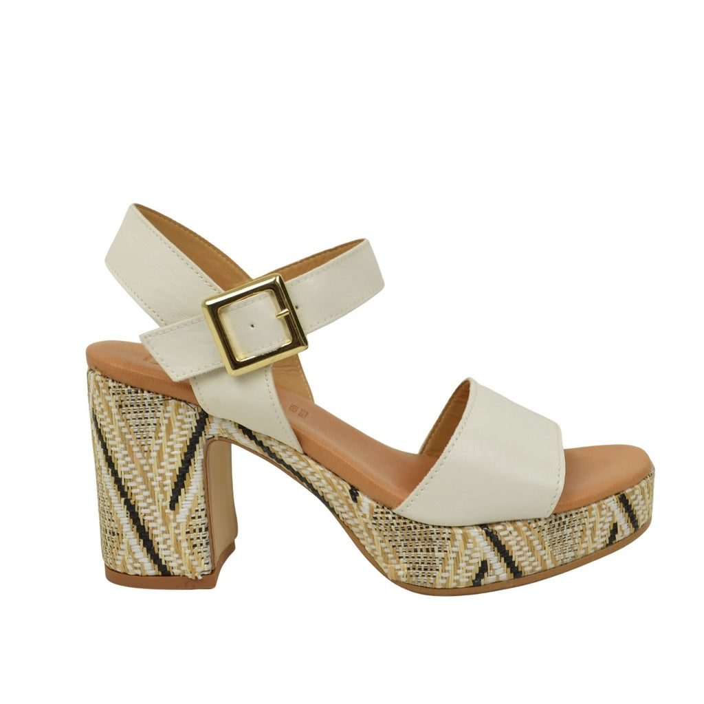 Weiße Damensandalen, hergestellt in Italien, mit verstellbarem Riemen - 2