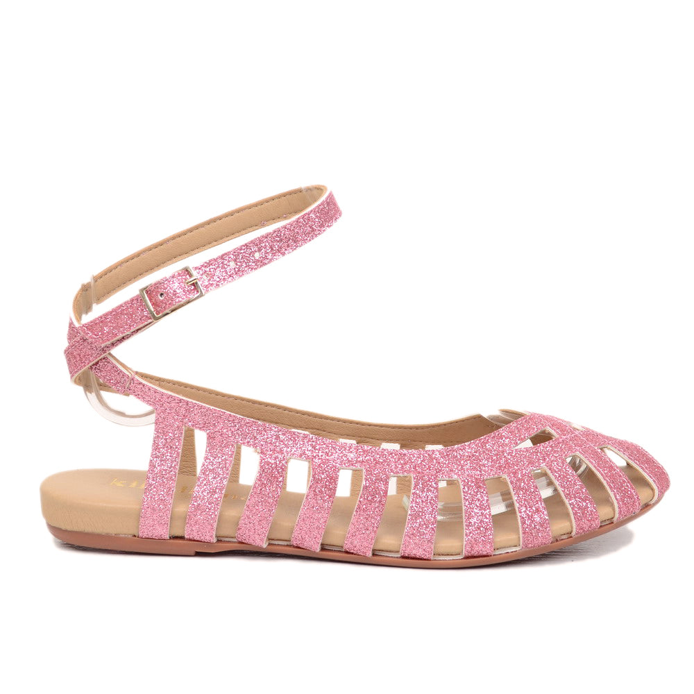 Women's Pink Spider Ballerinas with Glitter Made in Italy - 2