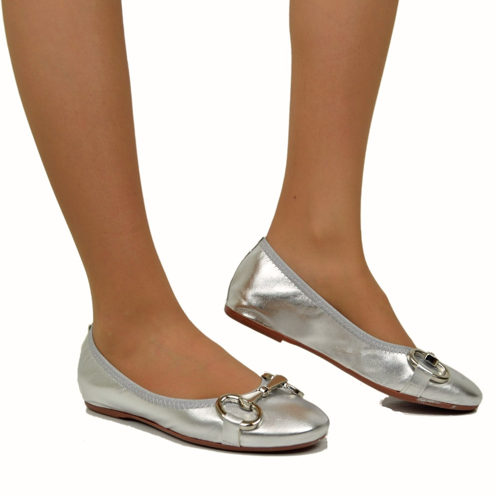 Elasticized Nappa Ballerinas with Horsebit and Internal Wedge - 4