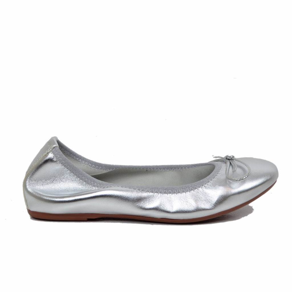 Ballerine in Nappa Argento Elasticizzate con Zeppetta interna - 2