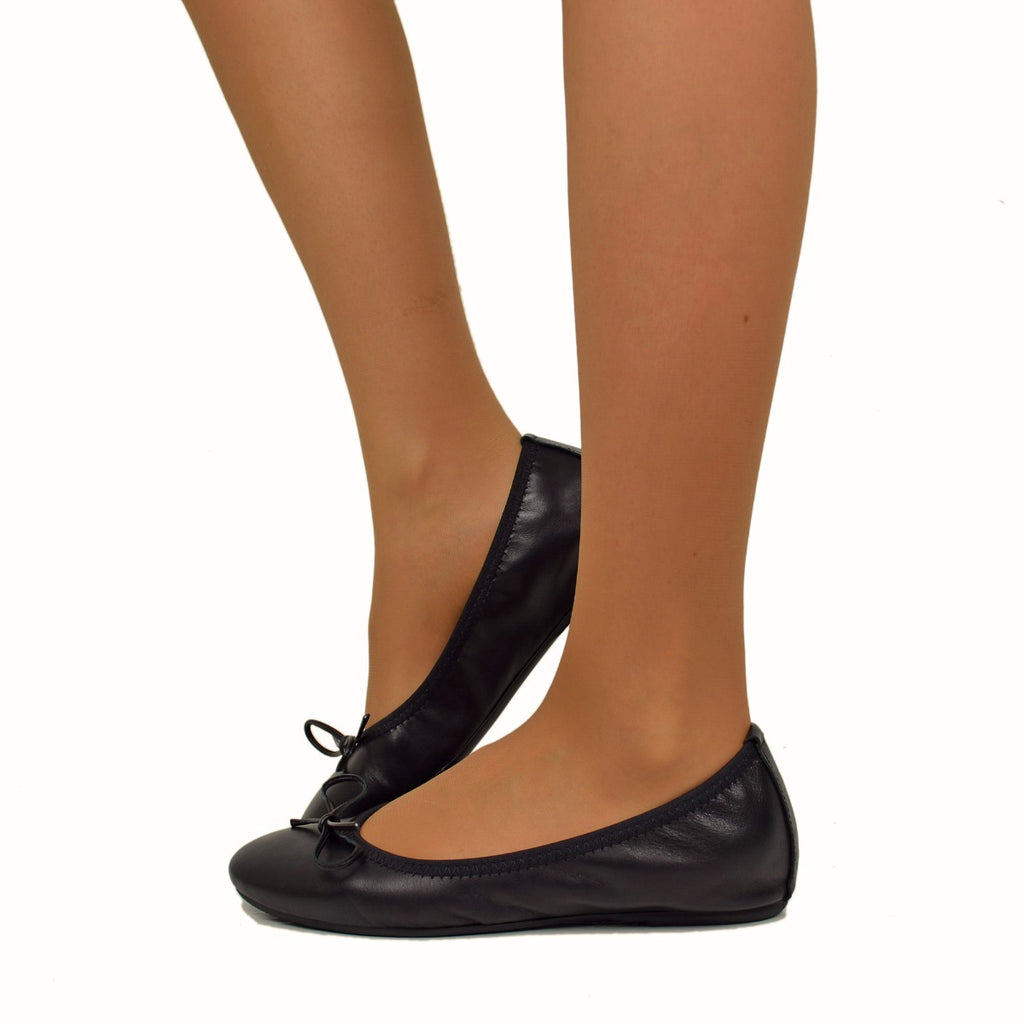 Ballerinas in Black Elasticized Nappa with internal Wedge