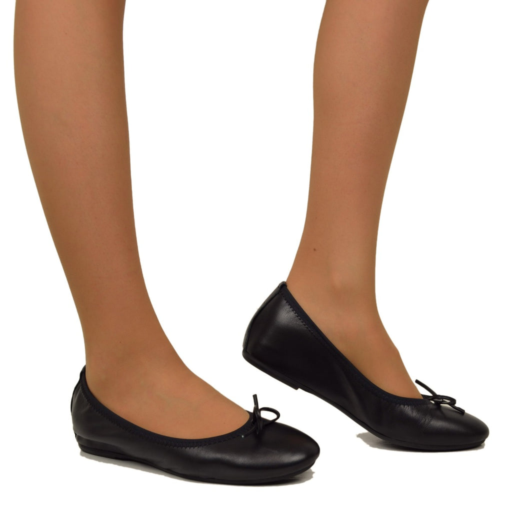 Ballerinas in Black Elasticized Nappa with internal Wedge - 4