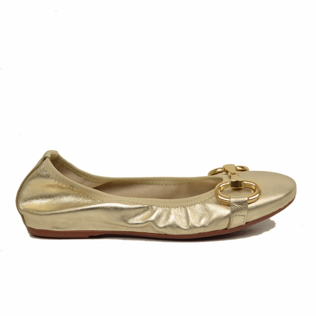 Platinum-colored Ballerinas in Stretch Nappa with Horsebit - 2