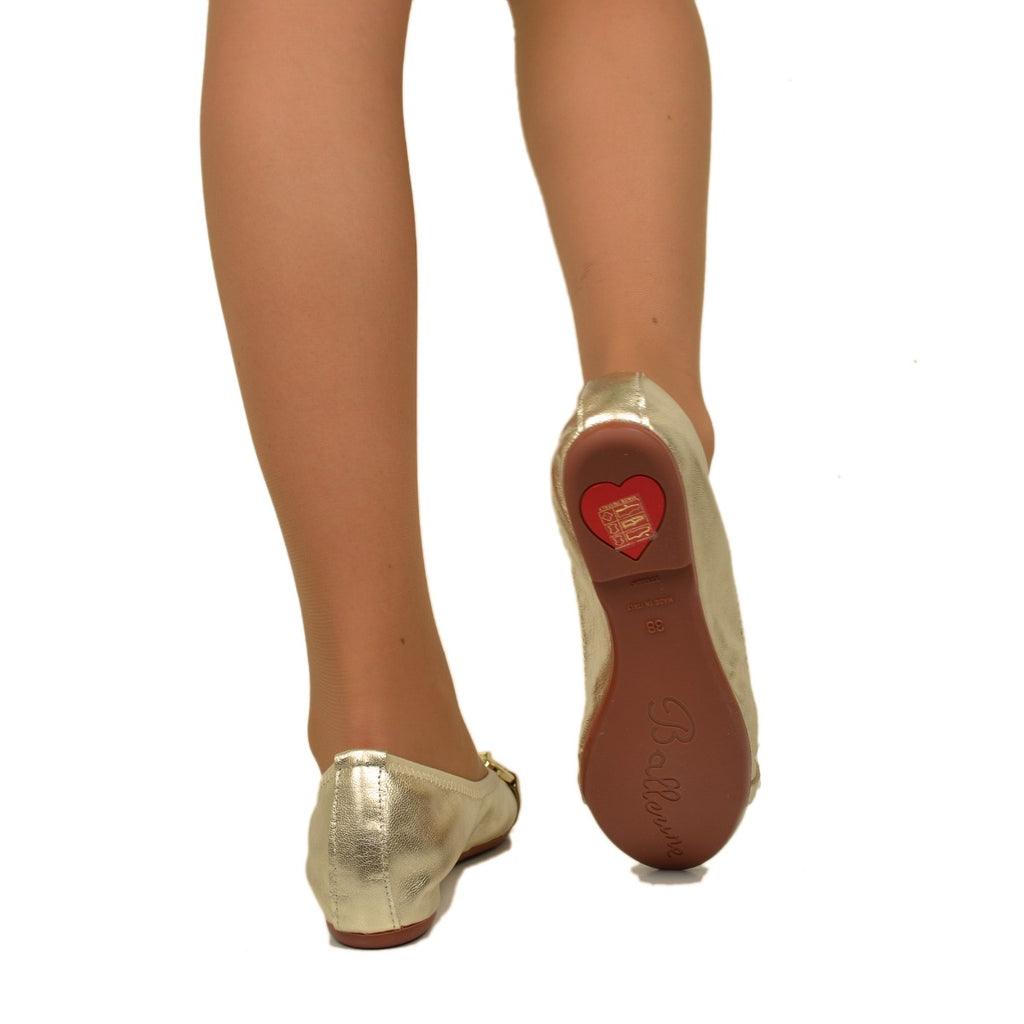 Platin elastische Nappa Ballerinas mit Klemme - 5