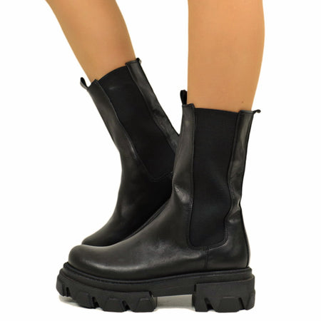 Stivaletti Donna Beatles con Inserti Elasticizzati Made in Italy