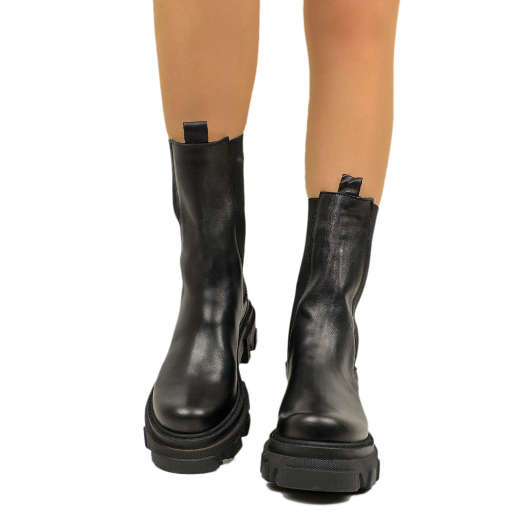 Stivaletti Donna Beatles con Inserti Elasticizzati Made in Italy - 4