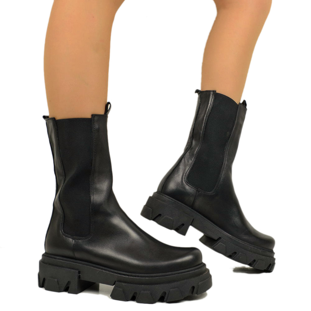 Stivaletti Donna Beatles con Inserti Elasticizzati Made in Italy - 2