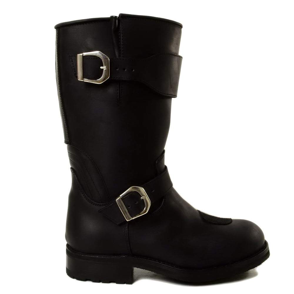 Biker Boots Waterproof with Vibram sole in Black Leather - 2