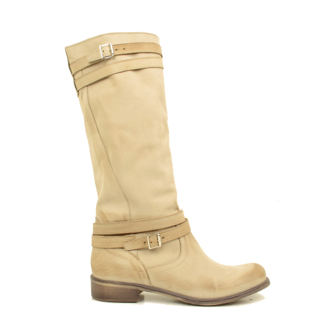 Camperos Women's High Boots in Taupe Gradient Vintage Leather - 2