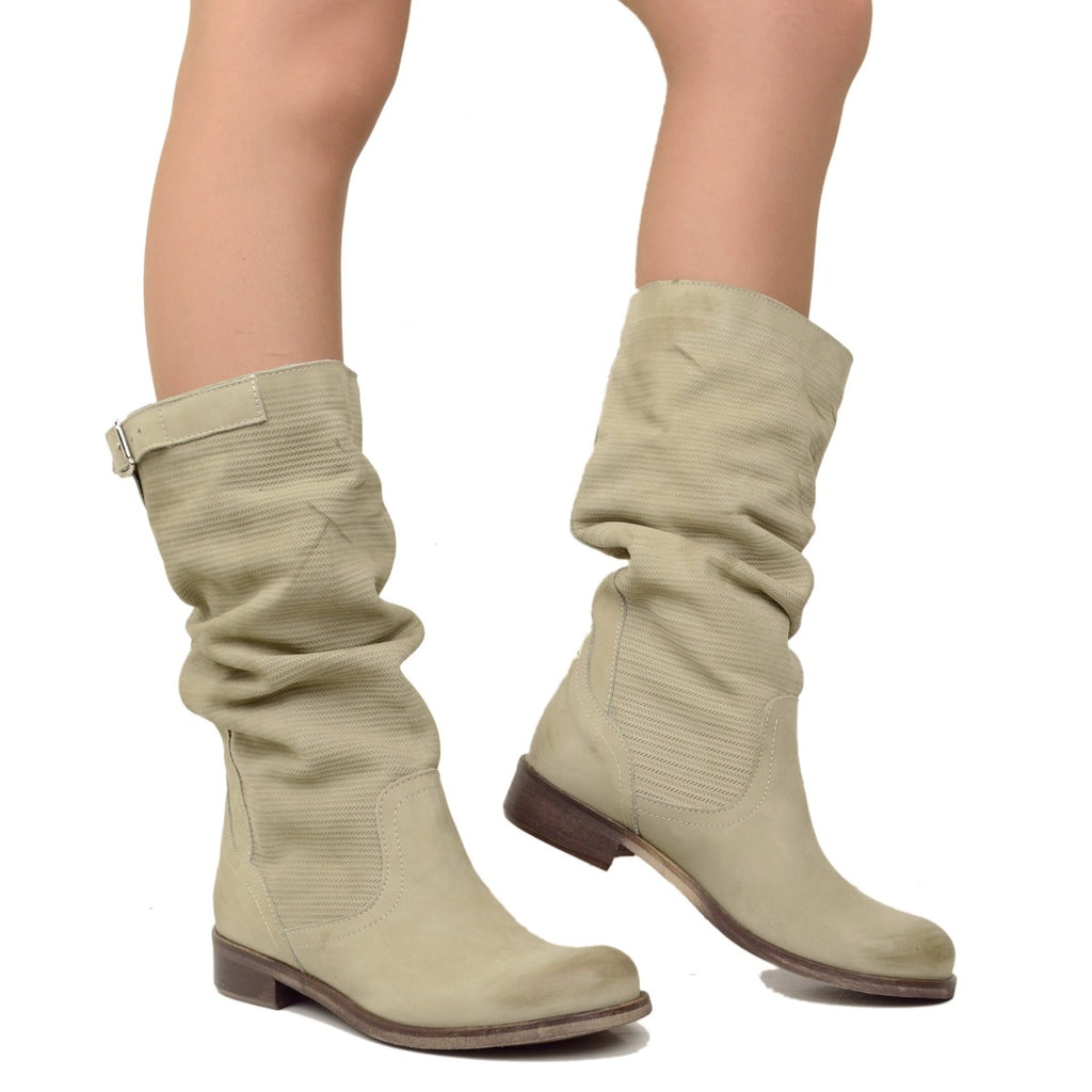 Soft Summer Boots Grained Vintage Leather Used Effect Taupe - 4