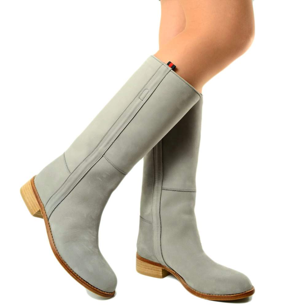 Camperos Women's Boots Western WildGirl High Nubuck Leather Gray - 4