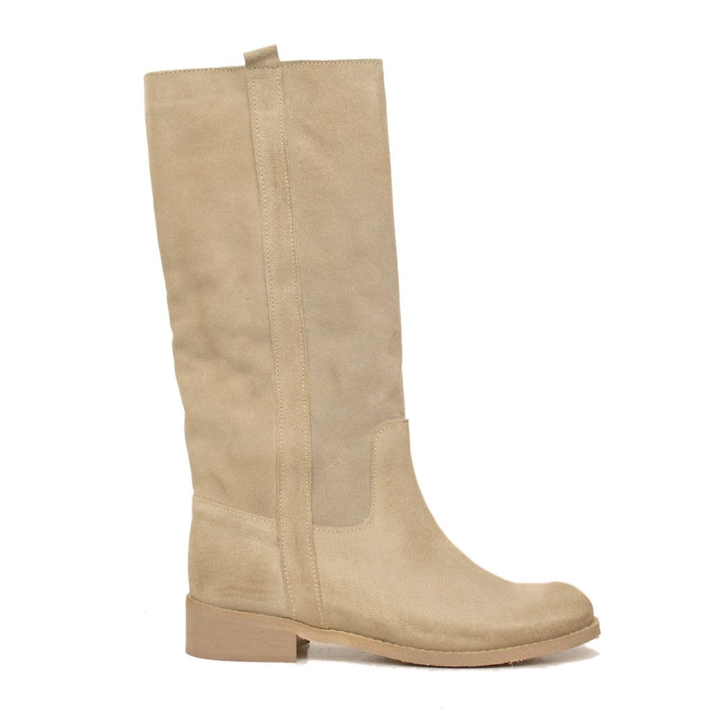 Camperos Women's Beige Boots in Vintage Suede Leather - 2