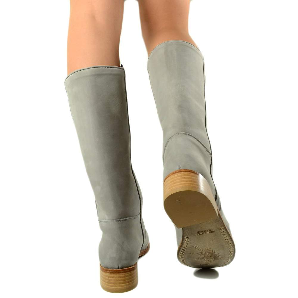 Camperos Women's Boots Western WildGirl High Nubuck Leather Gray - 5