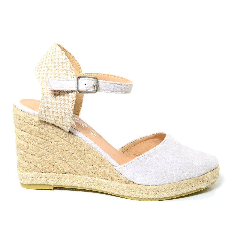 Espadrillas Campesine Avorio con Zeppa Similpelle in Corda - 3