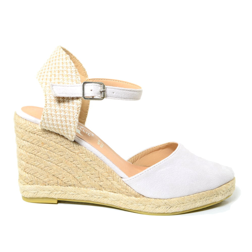 Campesine Ivory Espadrilles with Rope Faux Leather Wedge - 3